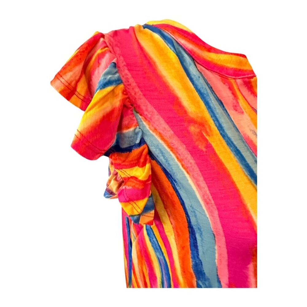 Dear Scarlett - Colorful Flutter Sleeve Lizzy Top - Large - Picture 3 of 6
